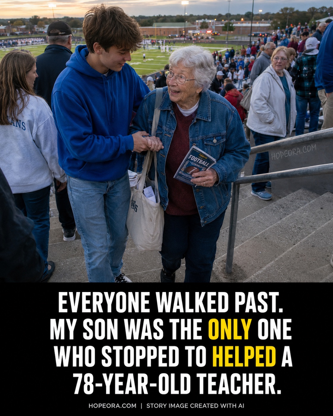 Everyone Walked Past. My Son Was the Only One Who Stopped to Help a 78-Year-Old Teacher.