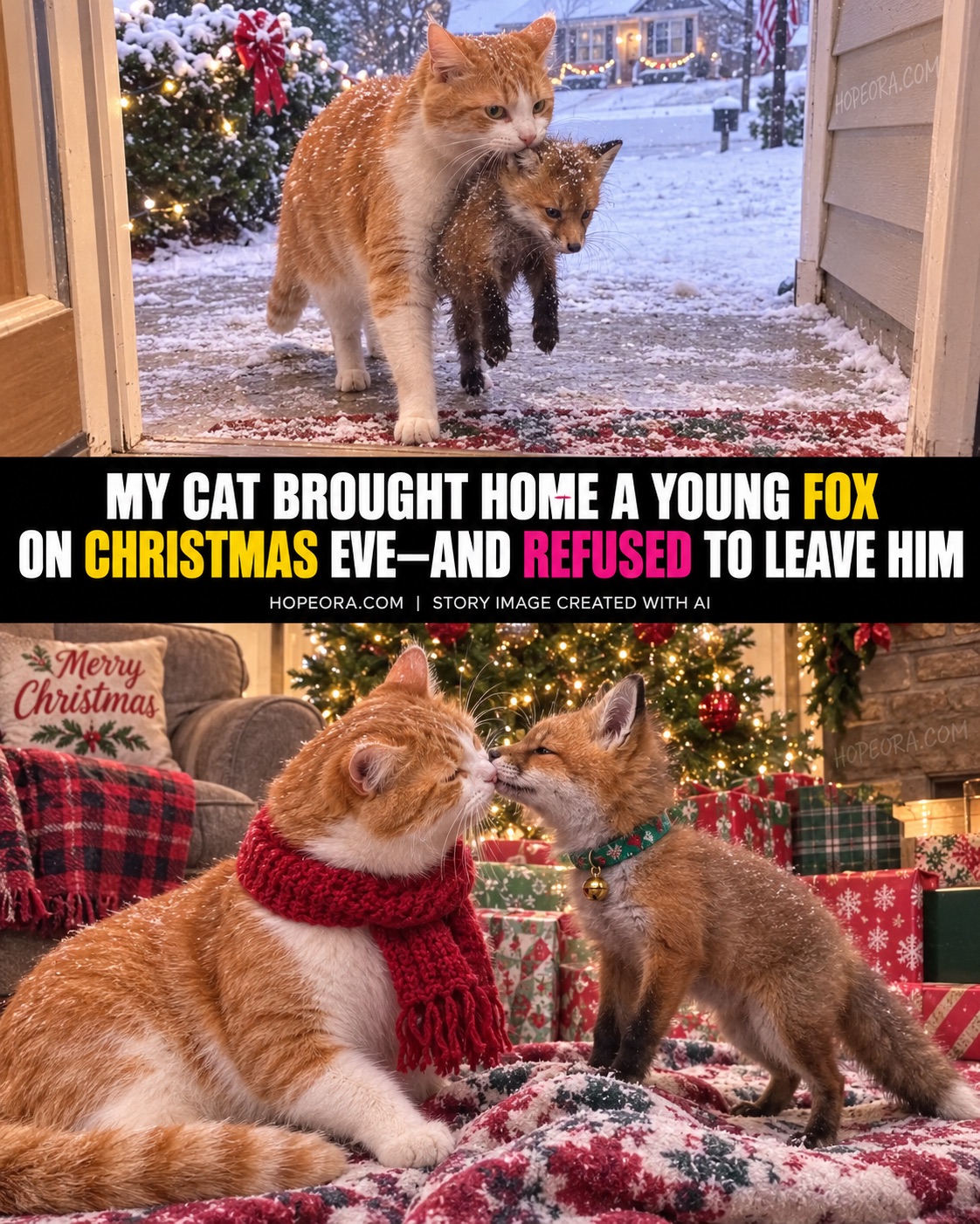 MY CAT BROUGHT HOME A BABY FOX ON CHRISTMAS EVE—AND REFUSED TO LEAVE HIS SIDE